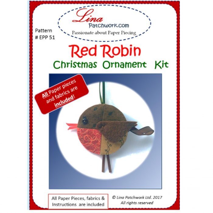 English Paper Piecing, Robin Christmas Ornament Kit
