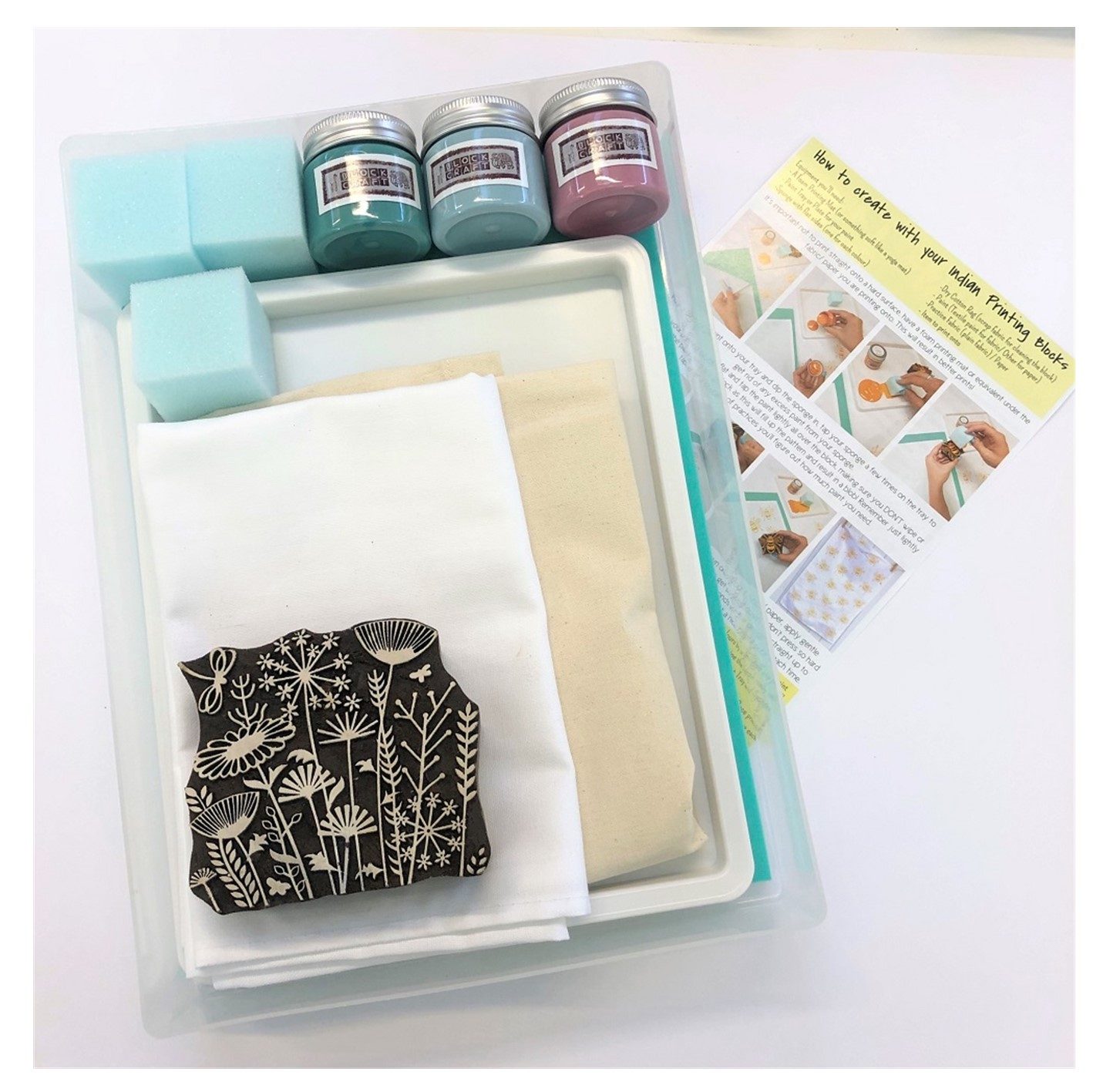 Complete Block Printing Kit: Meadow Design from The Indian Block