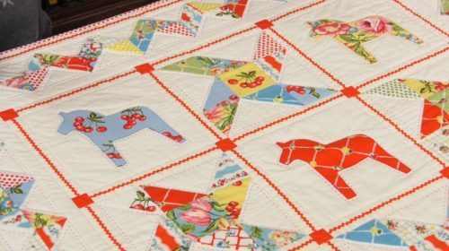 Anne baxter quilt dala horses fused applique and windmill block