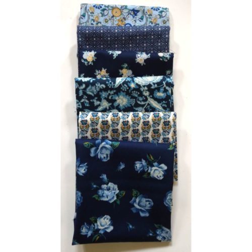 Liberty fabric bundle in blue – 6 Fat Quarters