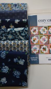 Liberty fat quarter bundle in blue  plus Cozy Cabin pattern