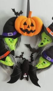 Heads Up its Halloween Witches door wreath   designed by Gail Penberthy