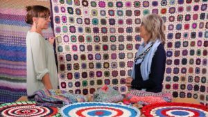 Gaynor & Valerie showing crochet blankets