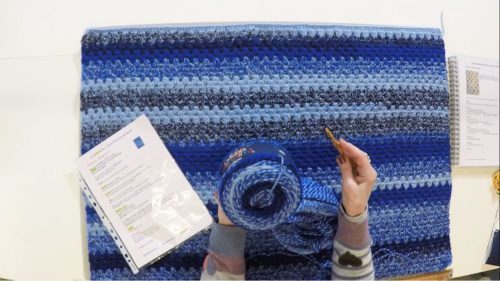 Blue strip crochet blanket Jayne Czaja